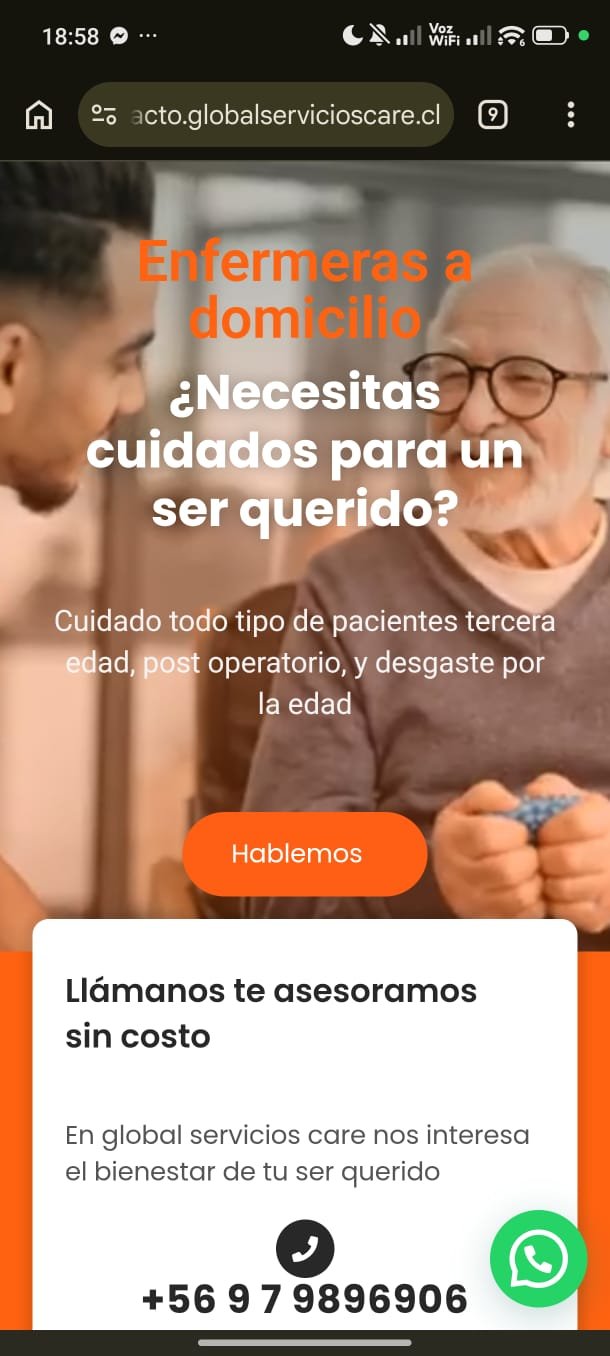 Landing page Global Servicios Care