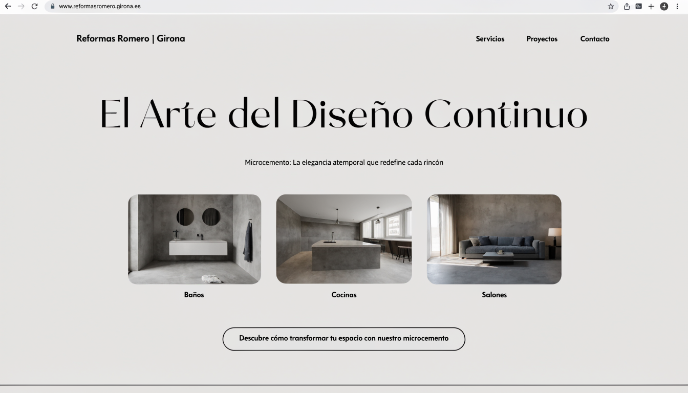 Landing page Microcemento Reformas Romero