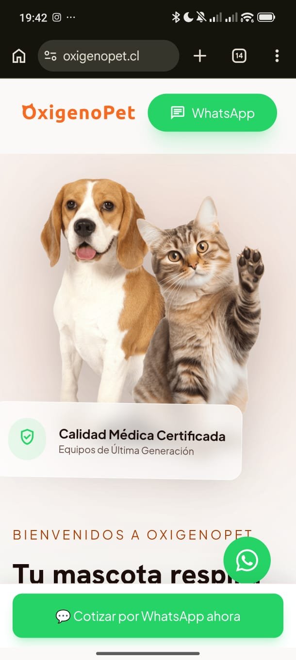 Landing page OxigenoPet